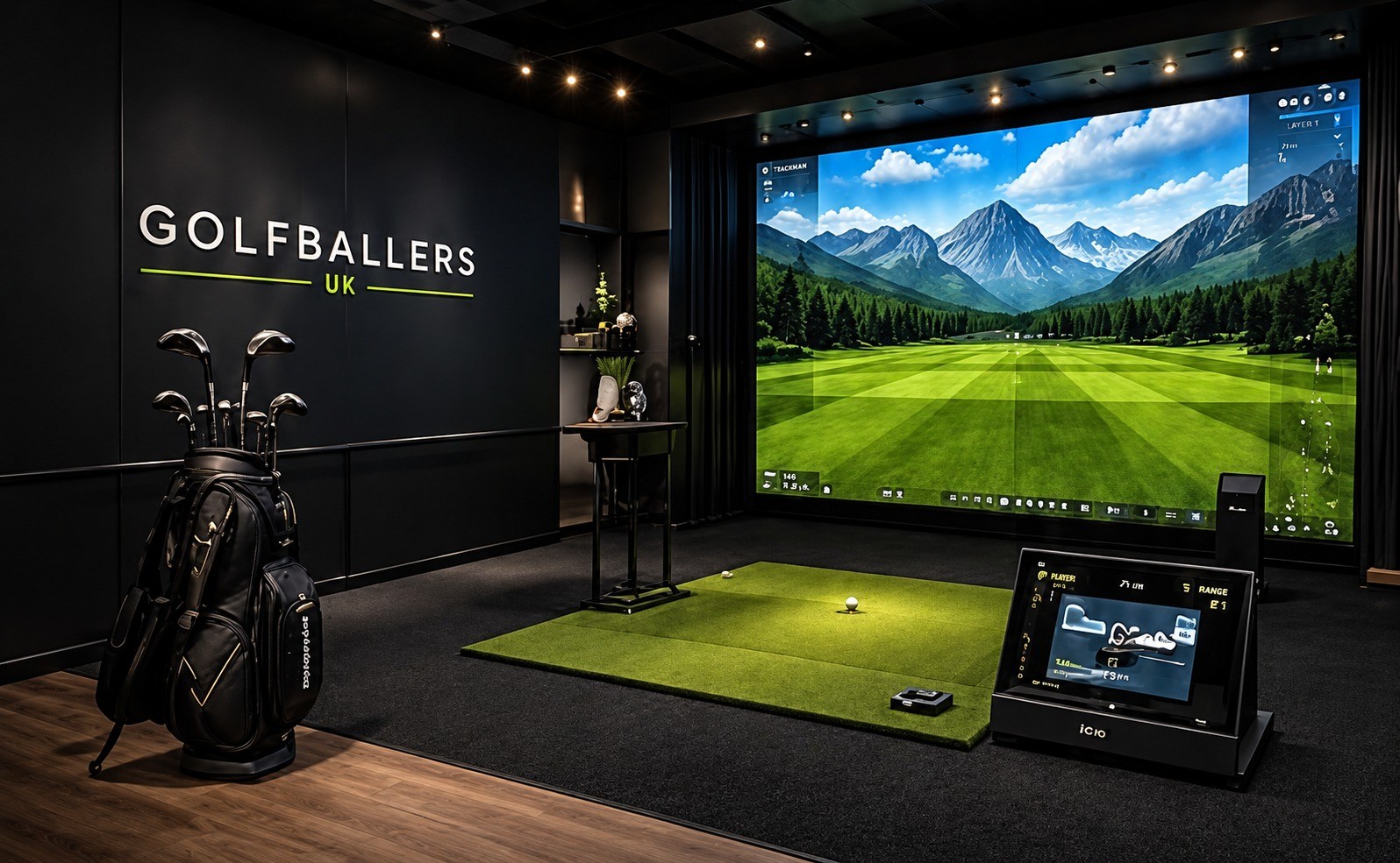 GolfBallers UK custom fitting studio with TrackMan simulator
