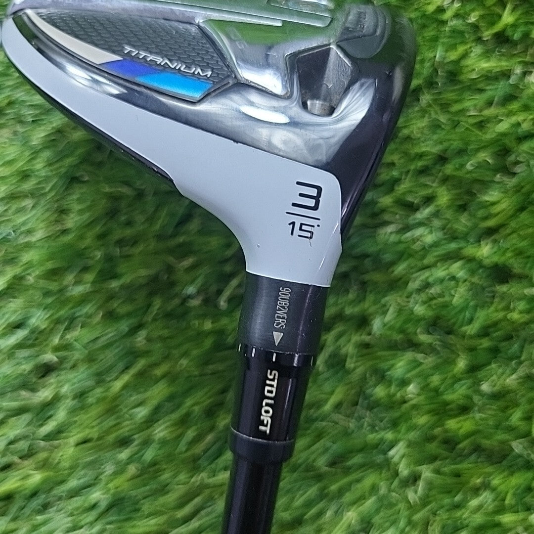 Taylormade Sim Titanium 3 Wood 15 Degree Diamana 75 Stiff Shaft Midsize Grip