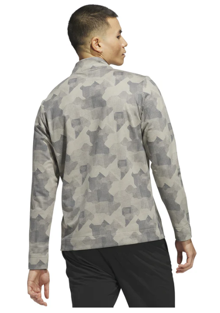 adidas Golf Go-To Print 1/4 Zip Putty Beige UK SMALL IK3019