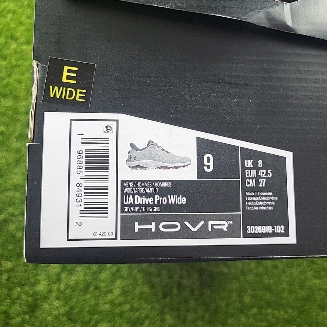 Under Armour Drive Pro Wide Golf Shoes Grey/Grey UK 8 *BRAND NEW*