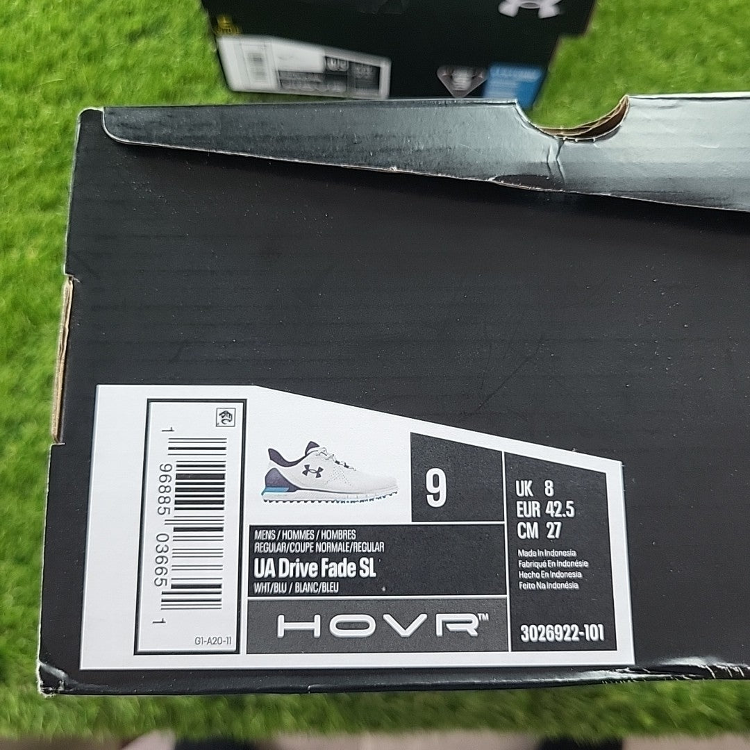 Under Armour Drive Fade SL White/Blue Golf Shoes Size UK 8 *BRAND NEW*