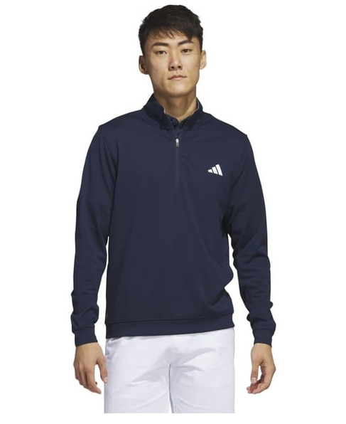 adidas Mens Elevated 1/4 Zip Pullover Golf Top UK SMALL - Collegiate Navy IB6114