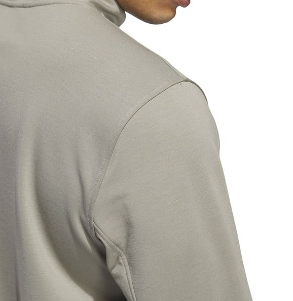 adidas Mens Elevated Quarter Zip Pullover Golf Top Silver Pebble UK SMALL