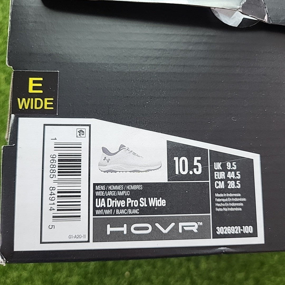 Under Armour Drive Pro SL Wide Golf Shoes White/White UK 9.5 *BRAND NEW*