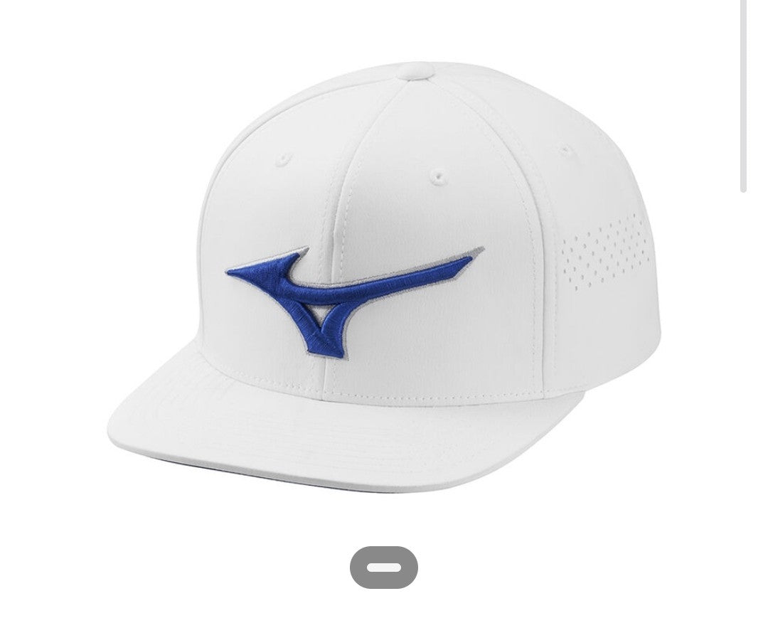 Mizuno Tour Flat Snapback Golf Cap White + FREE Mizuno Comp Glove