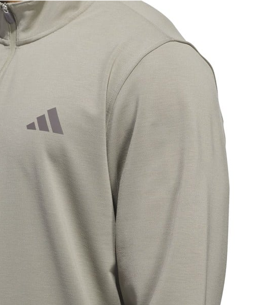 adidas Mens Elevated Quarter Zip Pullover Golf Top Silver Pebble UK SMALL