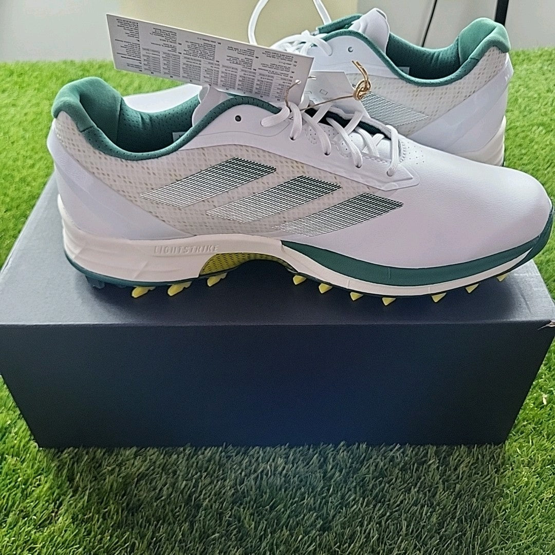 Adidas Adizero ZG Golf Shoes White/Green/Yellow UK 8 *BRAND NEW*