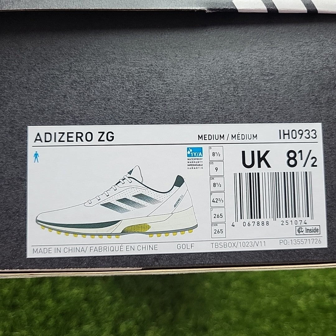 Adidas Adizero ZG Golf Shoes White/Green/Yellow UK 8.5 *BRAND NEW*