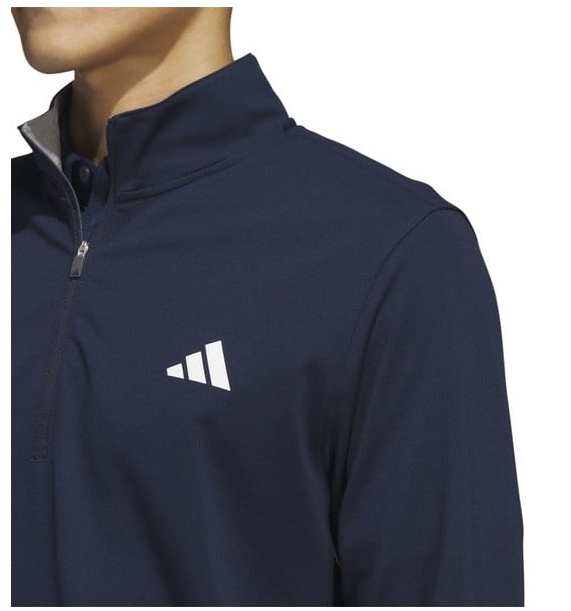 adidas Mens Elevated 1/4 Zip Pullover Golf Top UK SMALL - Collegiate Navy IB6114