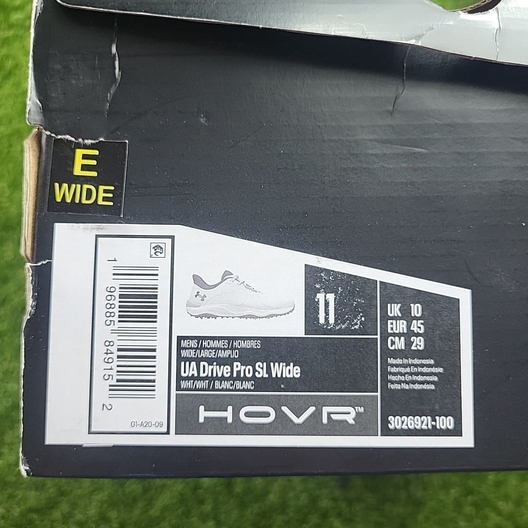 Under Armour Drive Pro SL Wide Golf Shoes White/White UK 10 *BRAND NEW*