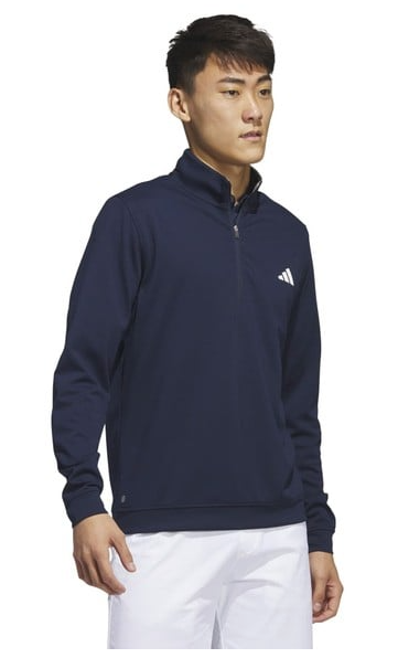 adidas Mens Elevated 1/4 Zip Pullover Golf Top UK SMALL - Collegiate Navy IB6114