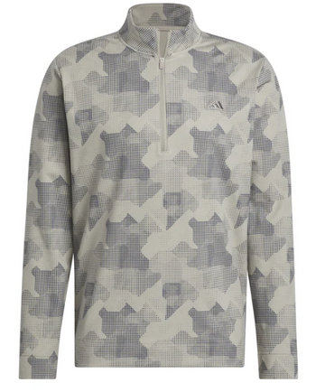 adidas Golf Go-To Print 1/4 Zip Putty Beige UK SMALL IK3019