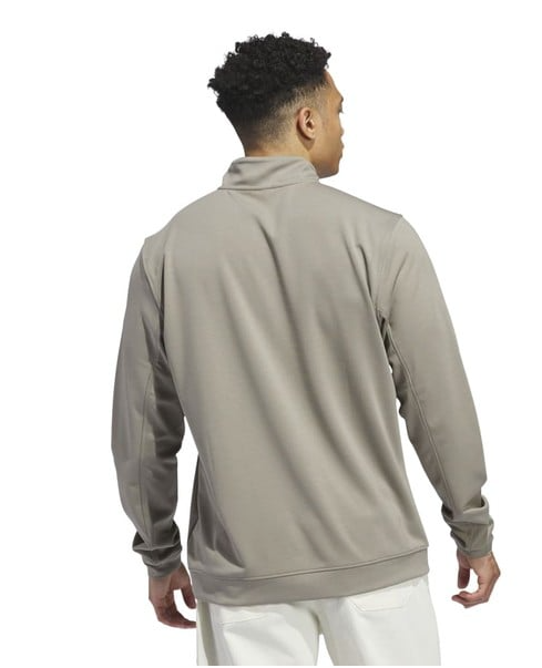 adidas Mens Elevated Quarter Zip Pullover Golf Top Silver Pebble UK SMALL